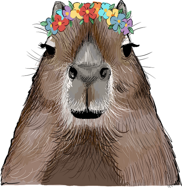 Capybara virágkoszorúval