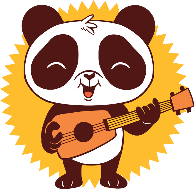 Panda gitárral