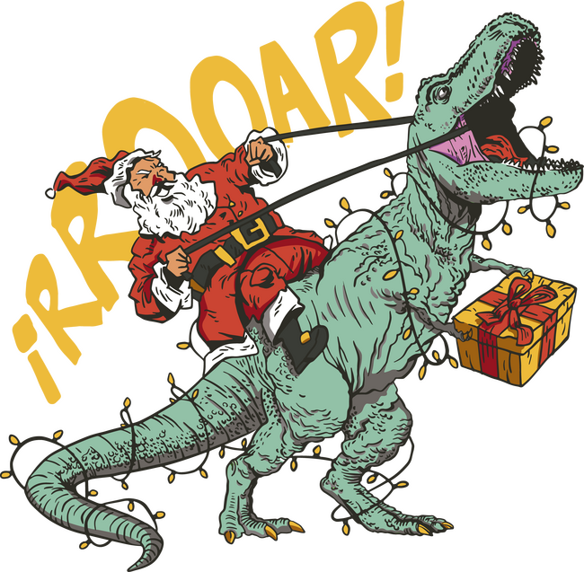 Télapó T-rex háton