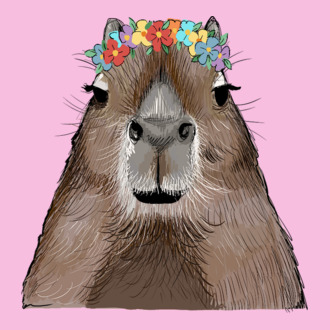 Capybara virágkoszorúval