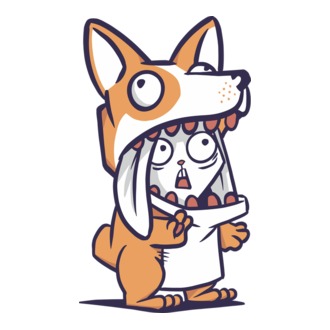 Nyuszi Corgi jelmezben