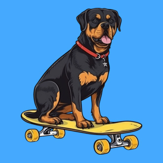 Rottweiler gördeszkán